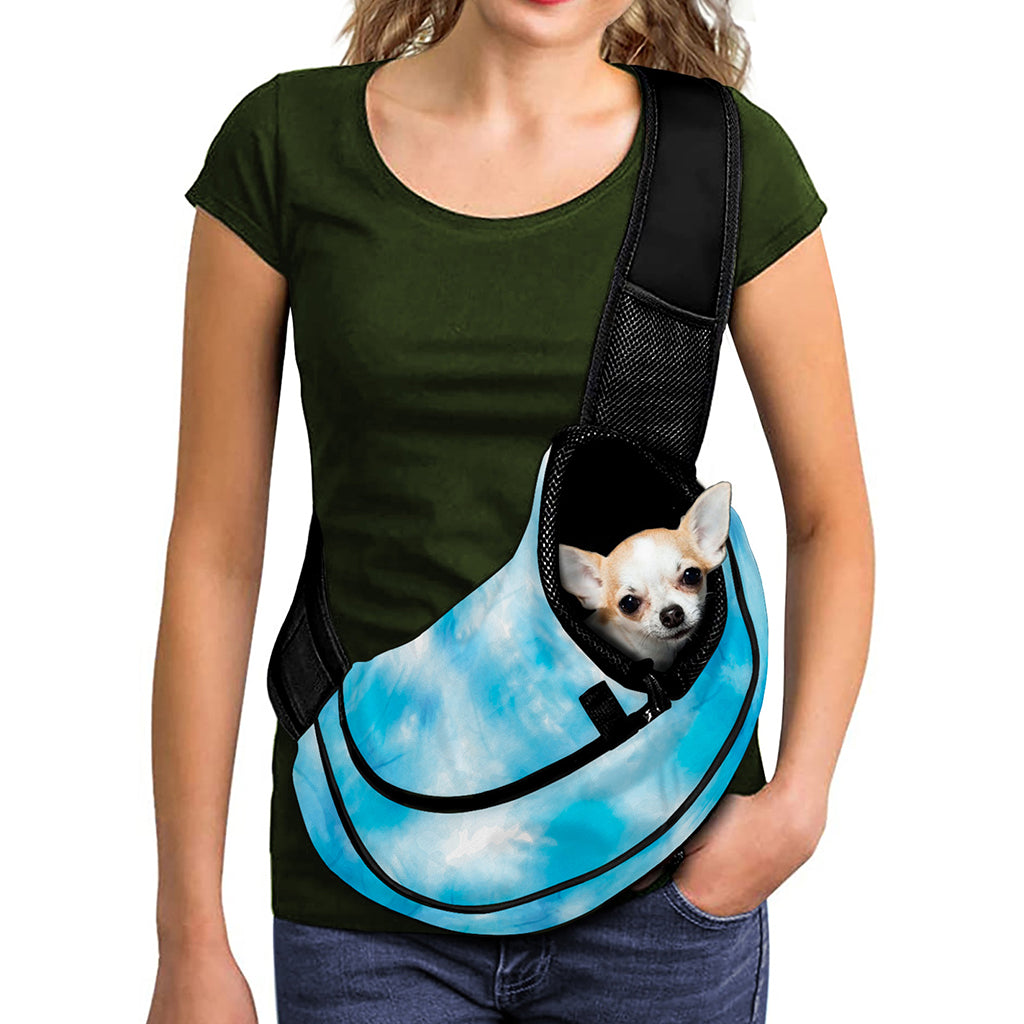 Blue Shibori Tie Dye Print Pet Sling Carrier