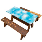 Blue Shibori Tie Dye Print Picnic Table Cover
