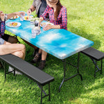 Blue Shibori Tie Dye Print Picnic Table Cover
