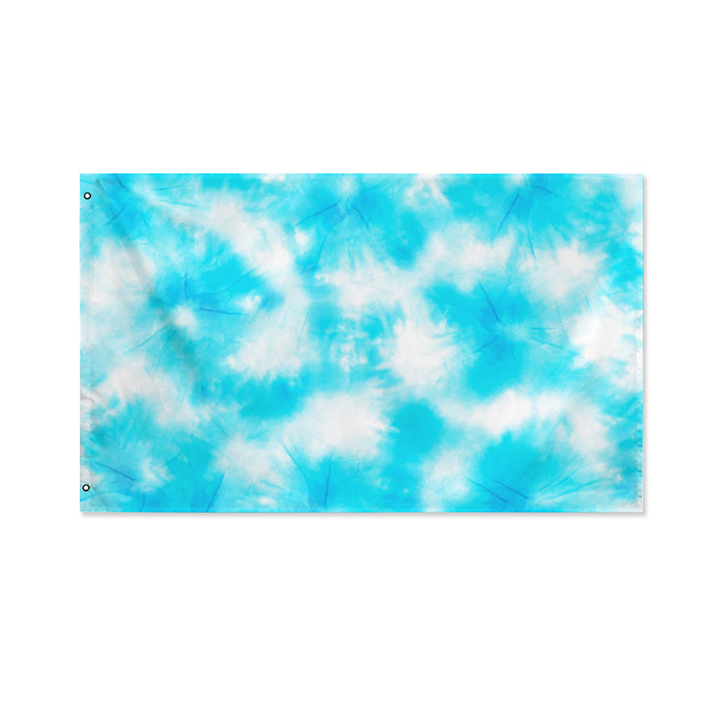 Blue Shibori Tie Dye Print Polyester Flag