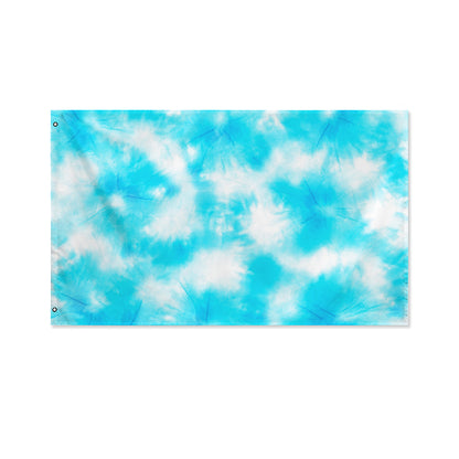 Blue Shibori Tie Dye Print Polyester Flag