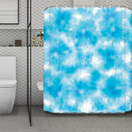 Blue Shibori Tie Dye Print Polyester Shower Curtain