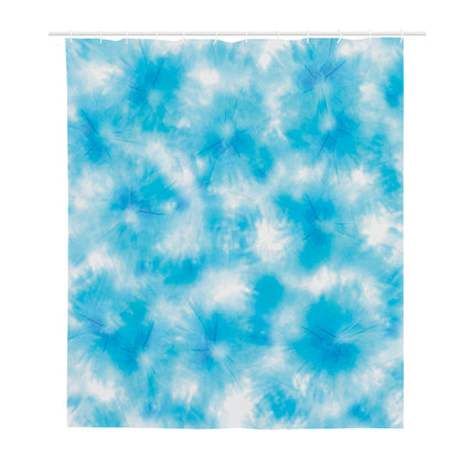 Blue Shibori Tie Dye Print Polyester Shower Curtain