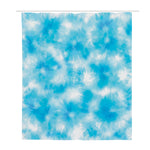 Blue Shibori Tie Dye Print Polyester Shower Curtain