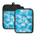 Blue Shibori Tie Dye Print Pot Holders With Pocket
