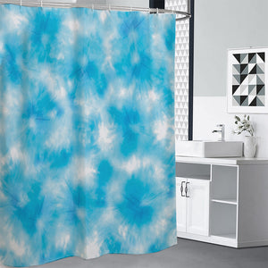 Blue Shibori Tie Dye Print Premium Shower Curtain