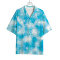 Blue Shibori Tie Dye Print Rayon Hawaiian Shirt