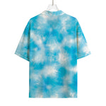 Blue Shibori Tie Dye Print Rayon Hawaiian Shirt