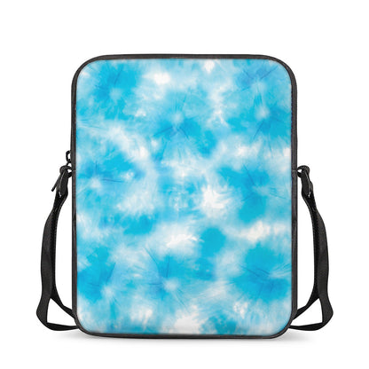 Blue Shibori Tie Dye Print Rectangular Crossbody Bag