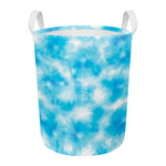 Blue Shibori Tie Dye Print Round Laundry Basket