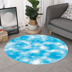 Blue Shibori Tie Dye Print Round Rug