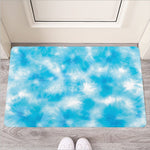 Blue Shibori Tie Dye Print Rubber Doormat