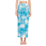 Blue Shibori Tie Dye Print Side Slit Maxi Skirt