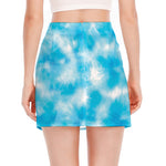 Blue Shibori Tie Dye Print Side Slit Mini Skirt