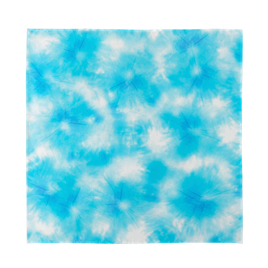 Blue Shibori Tie Dye Print Silk Bandana