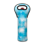 Blue Shibori Tie Dye Print Single Neoprene Wine Tote