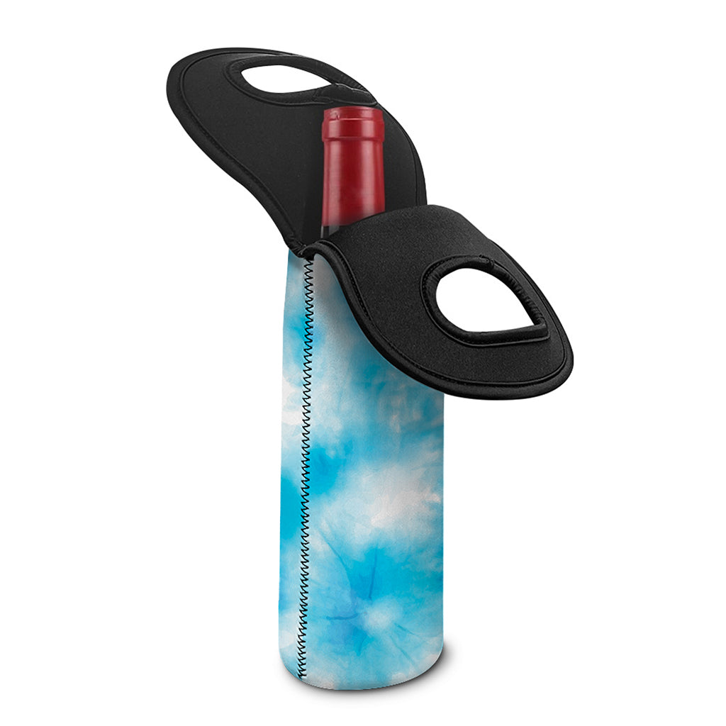 Blue Shibori Tie Dye Print Single Neoprene Wine Tote
