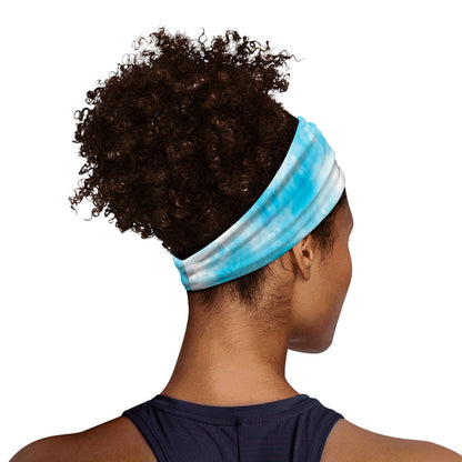 Blue Shibori Tie Dye Print Sports Headband