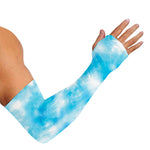 Blue Shibori Tie Dye Print Sun Protection Arm Sleeves