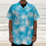 Blue Shibori Tie Dye Print Textured Short Sleeve Shirt