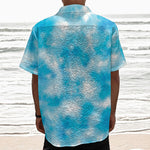 Blue Shibori Tie Dye Print Textured Short Sleeve Shirt