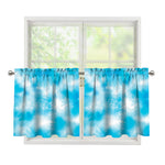 Blue Shibori Tie Dye Print Tier Curtains