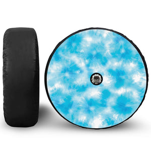 Blue Shibori Tie Dye Print Tire Cover With Camera Hole