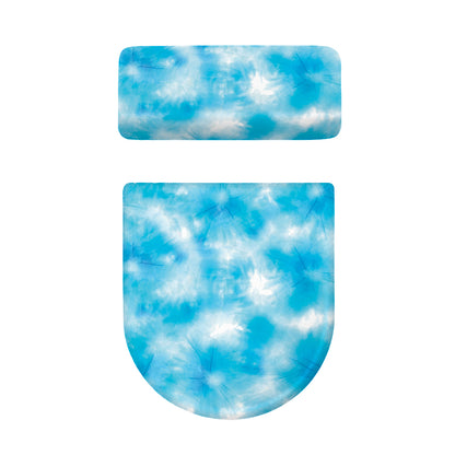 Blue Shibori Tie Dye Print Toilet Lid And Tank Cover Set