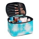 Blue Shibori Tie Dye Print Travel Makeup Bag