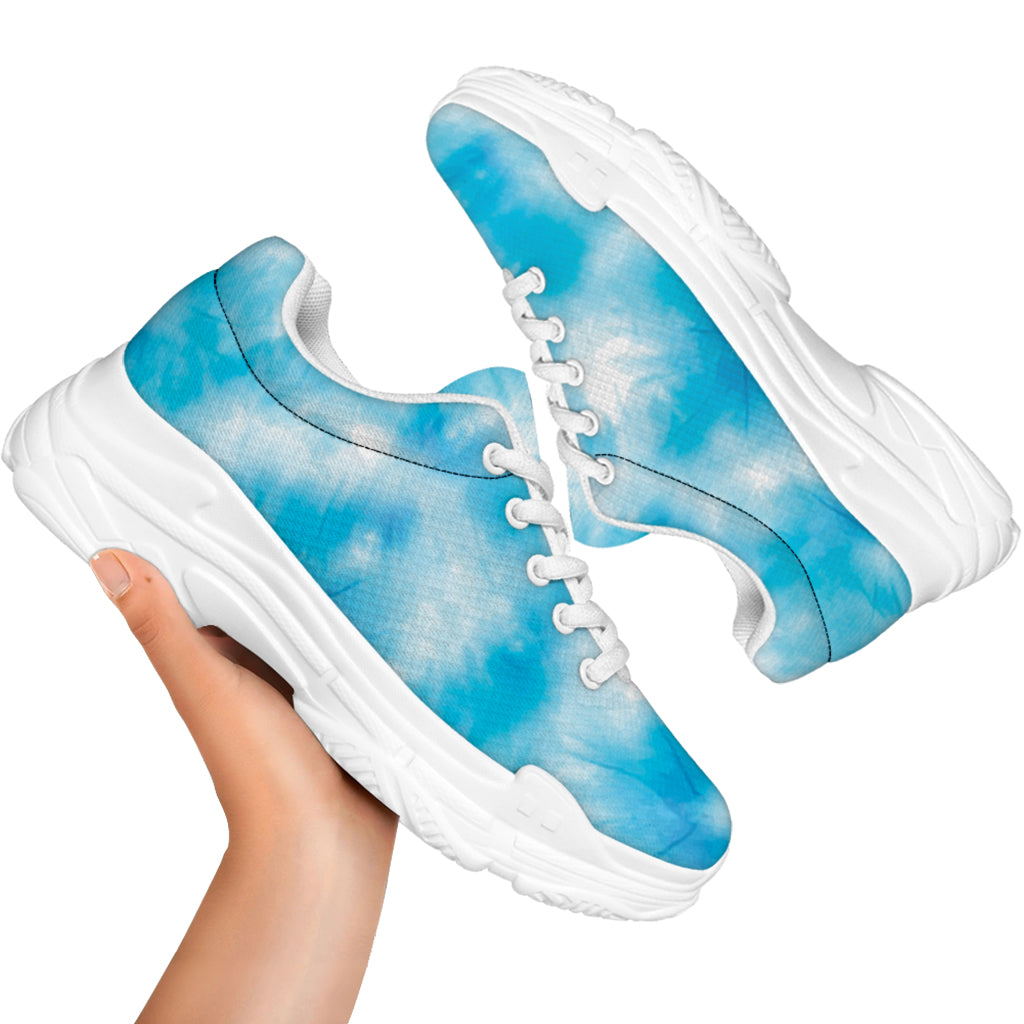 Blue Shibori Tie Dye Print White Chunky Shoes