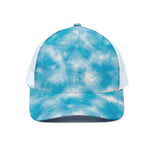 Blue Shibori Tie Dye Print White Mesh Trucker Cap