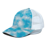 Blue Shibori Tie Dye Print White Mesh Trucker Cap