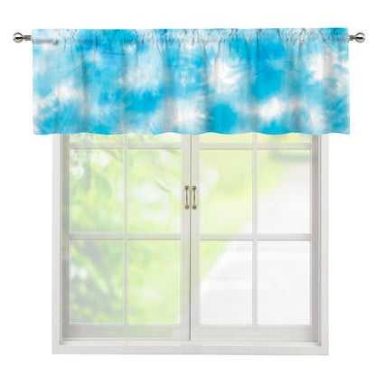 Blue Shibori Tie Dye Print Window Valance
