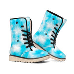 Blue Shibori Tie Dye Print Winter Boots