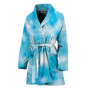 Blue Shibori Tie Dye Print Women's Bathrobe