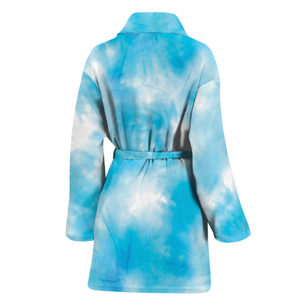 Blue Shibori Tie Dye Print Women's Bathrobe