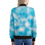 Blue Shibori Tie Dye Print Women's Bomber Jacket