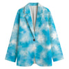 Blue Shibori Tie Dye Print Women's Cotton Blazer