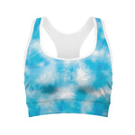 Blue Shibori Tie Dye Print Women's Sports Bra