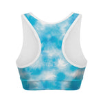 Blue Shibori Tie Dye Print Women's Sports Bra