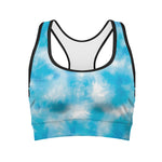 Blue Shibori Tie Dye Print Women's Sports Bra