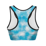 Blue Shibori Tie Dye Print Women's Sports Bra