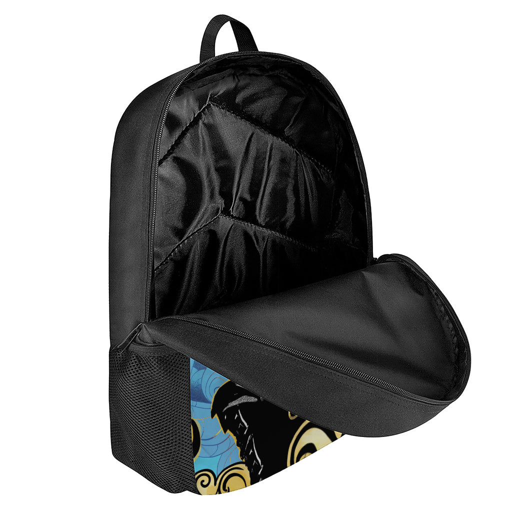 Blue Sky And Golden Sun Samurai Print 17 Inch Backpack