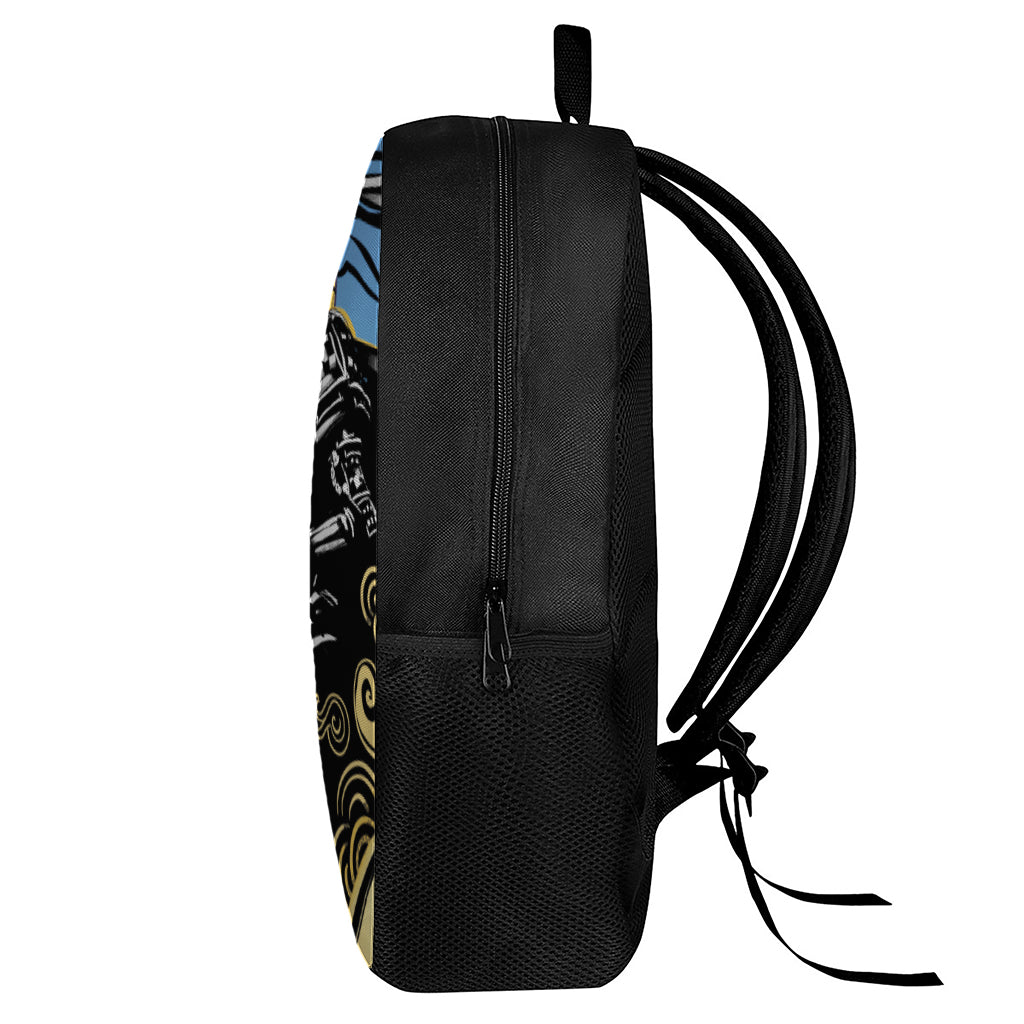 Blue Sky And Golden Sun Samurai Print 17 Inch Backpack