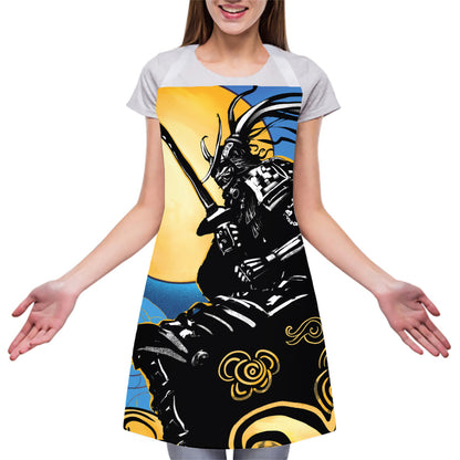 Blue Sky And Golden Sun Samurai Print Adjustable Apron