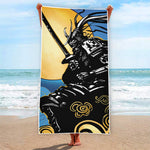 Blue Sky And Golden Sun Samurai Print Beach Towel