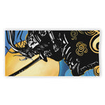 Blue Sky And Golden Sun Samurai Print Beach Towel