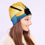 Blue Sky And Golden Sun Samurai Print Beanie