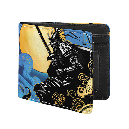 Blue Sky And Golden Sun Samurai Print Bifold Wallet