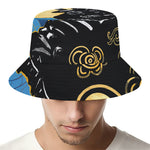 Blue Sky And Golden Sun Samurai Print Bucket Hat